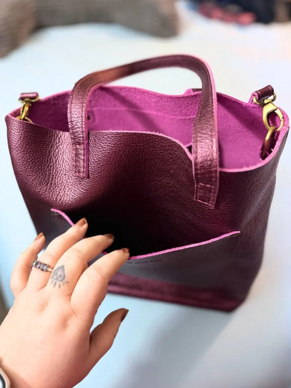 Ultra Violet Original Crossbody Tote by Portland Leather Goods